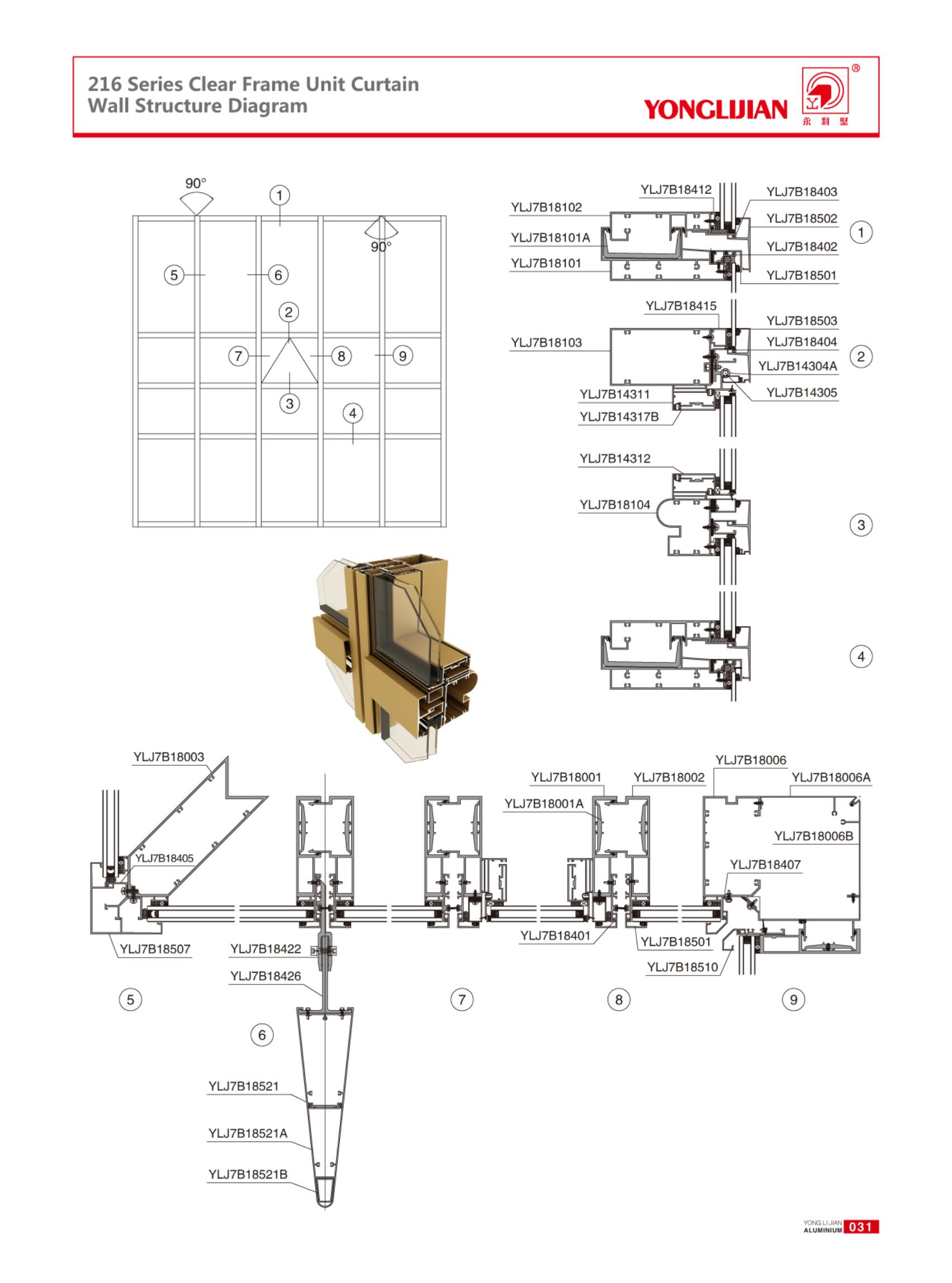216 Series Clear Frame Unit CurtainWall Structure Diagram.jpg